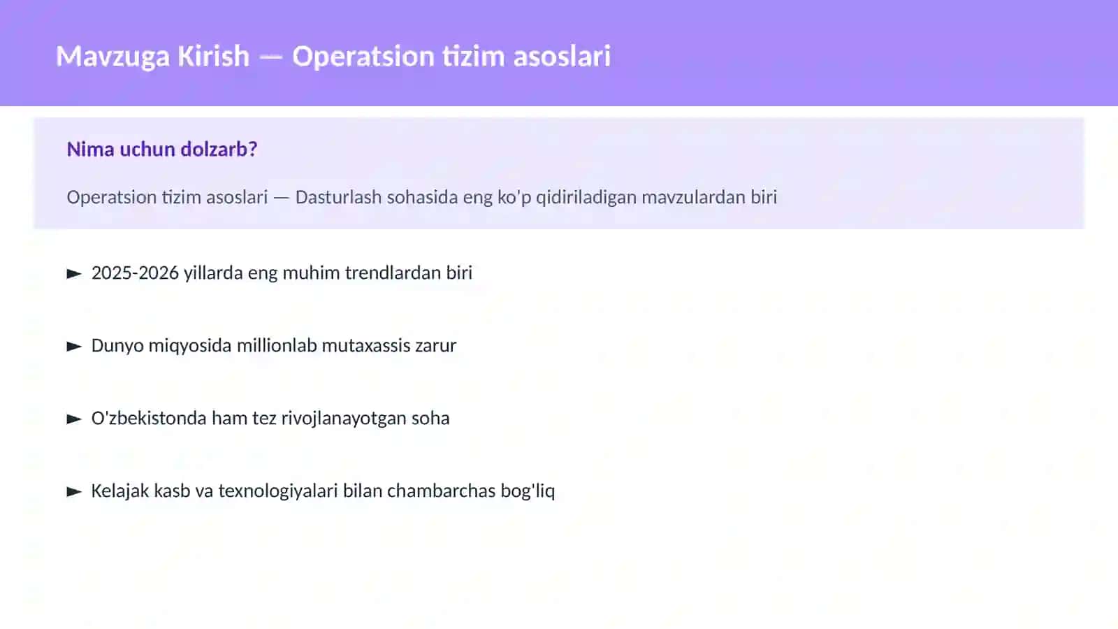 Operatsion tizim asoslari 2