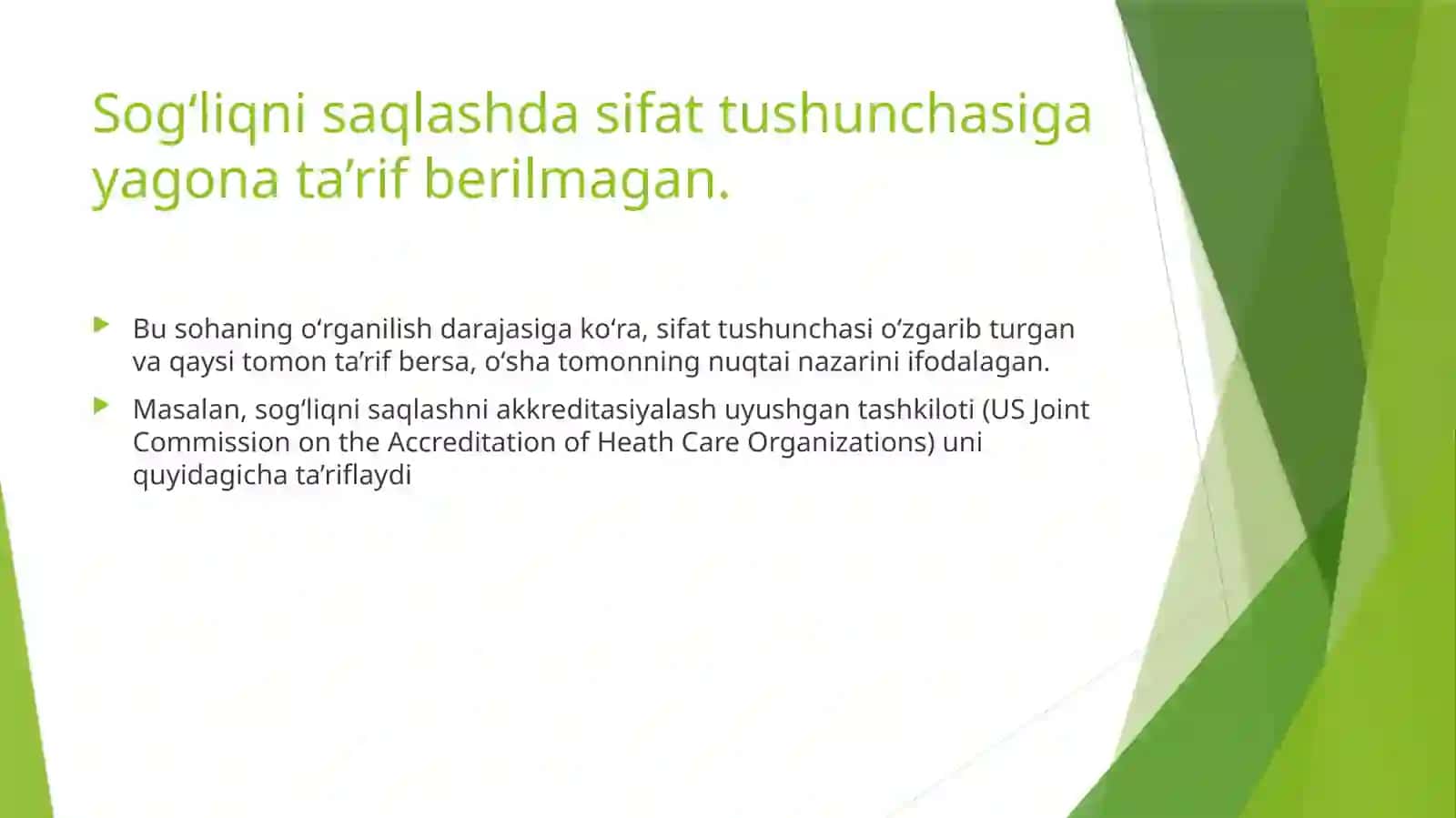 Sogʻliqnisaqlashda Sifat tushuncha 2