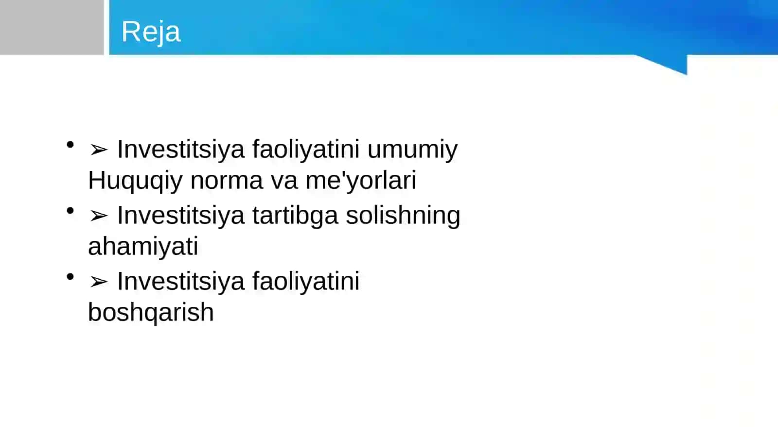Investitsiya faoliyatini tartibga solish usullari 2