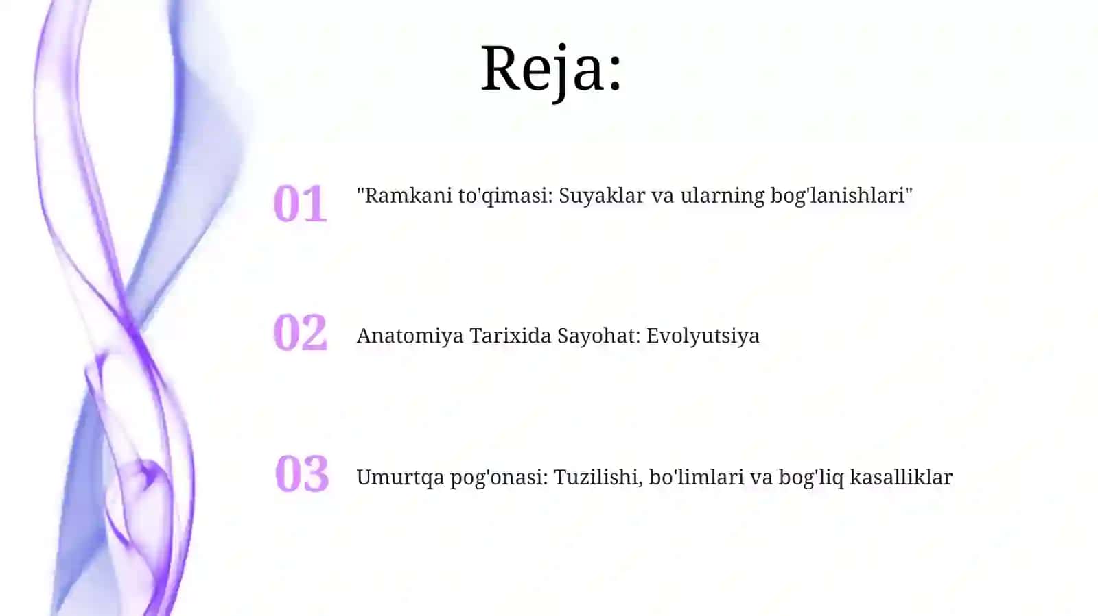 Ramkani to'qimasi: Suyaklar va ularning bog'lanishlari 2
