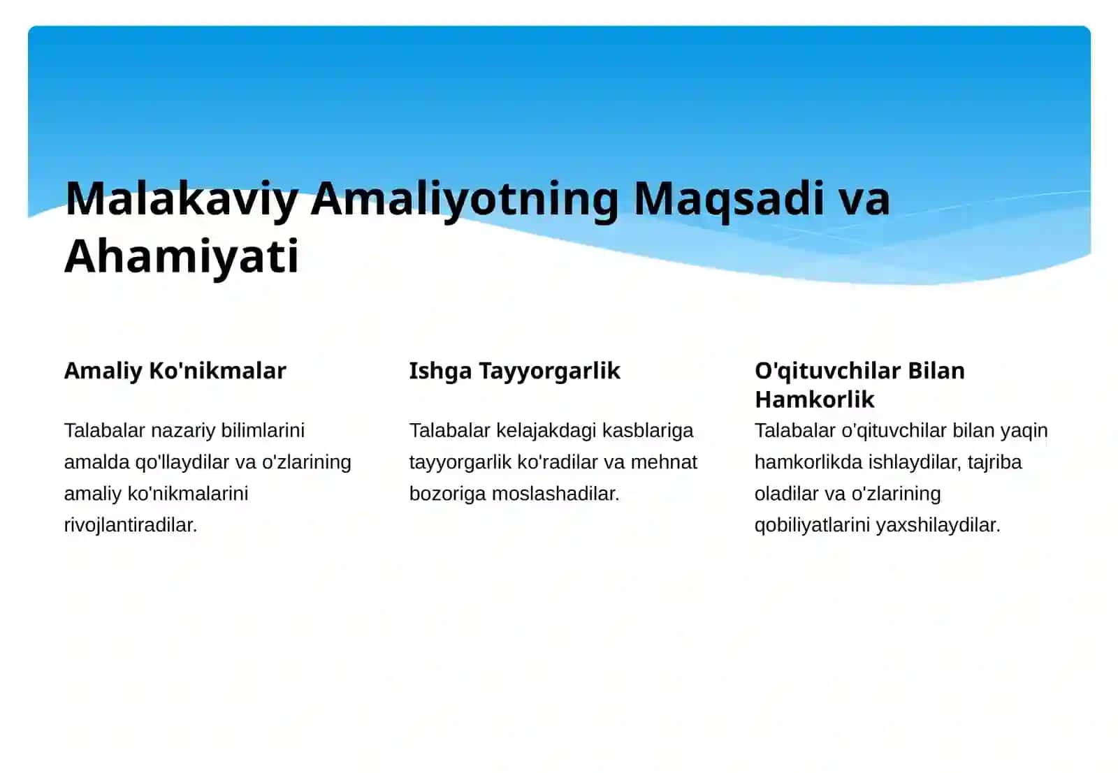 Maktabda Malakaviy Amaliyot 2
