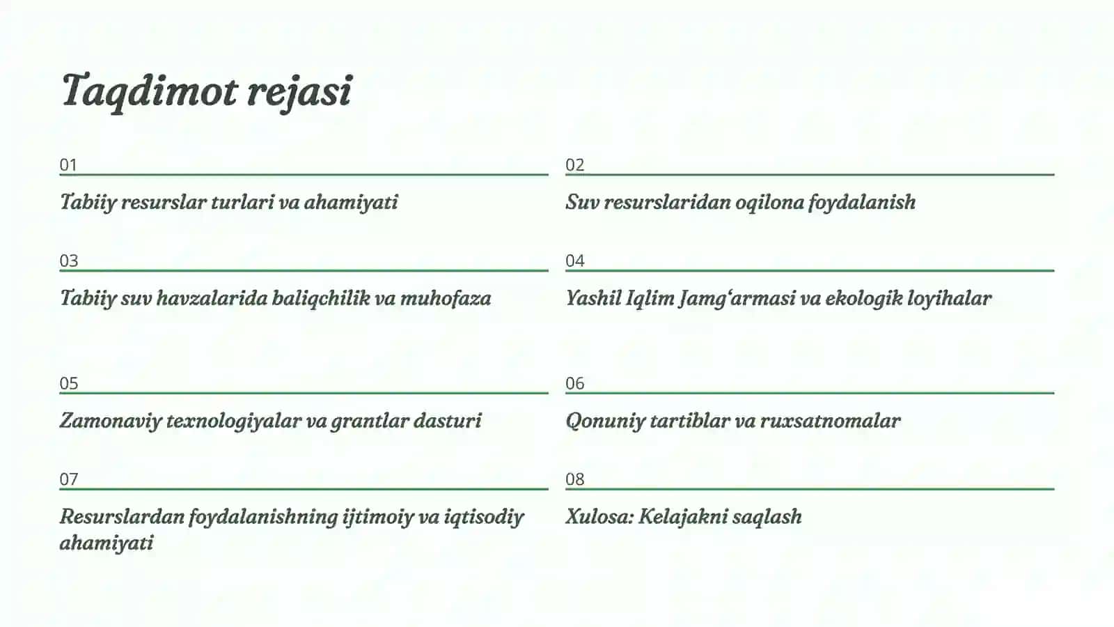 Tabiiy resurslar va ulardan oqilona foydalanish 2