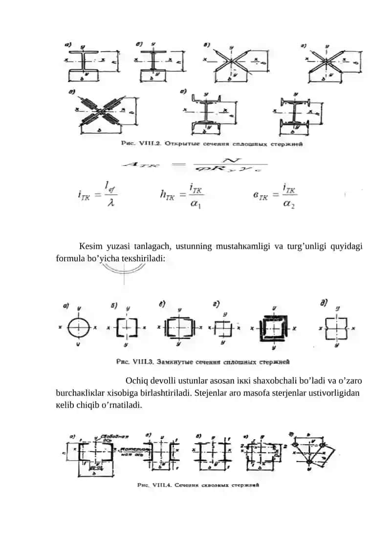 Marкaziy siqilishga ishlayotgan ustunlar 2