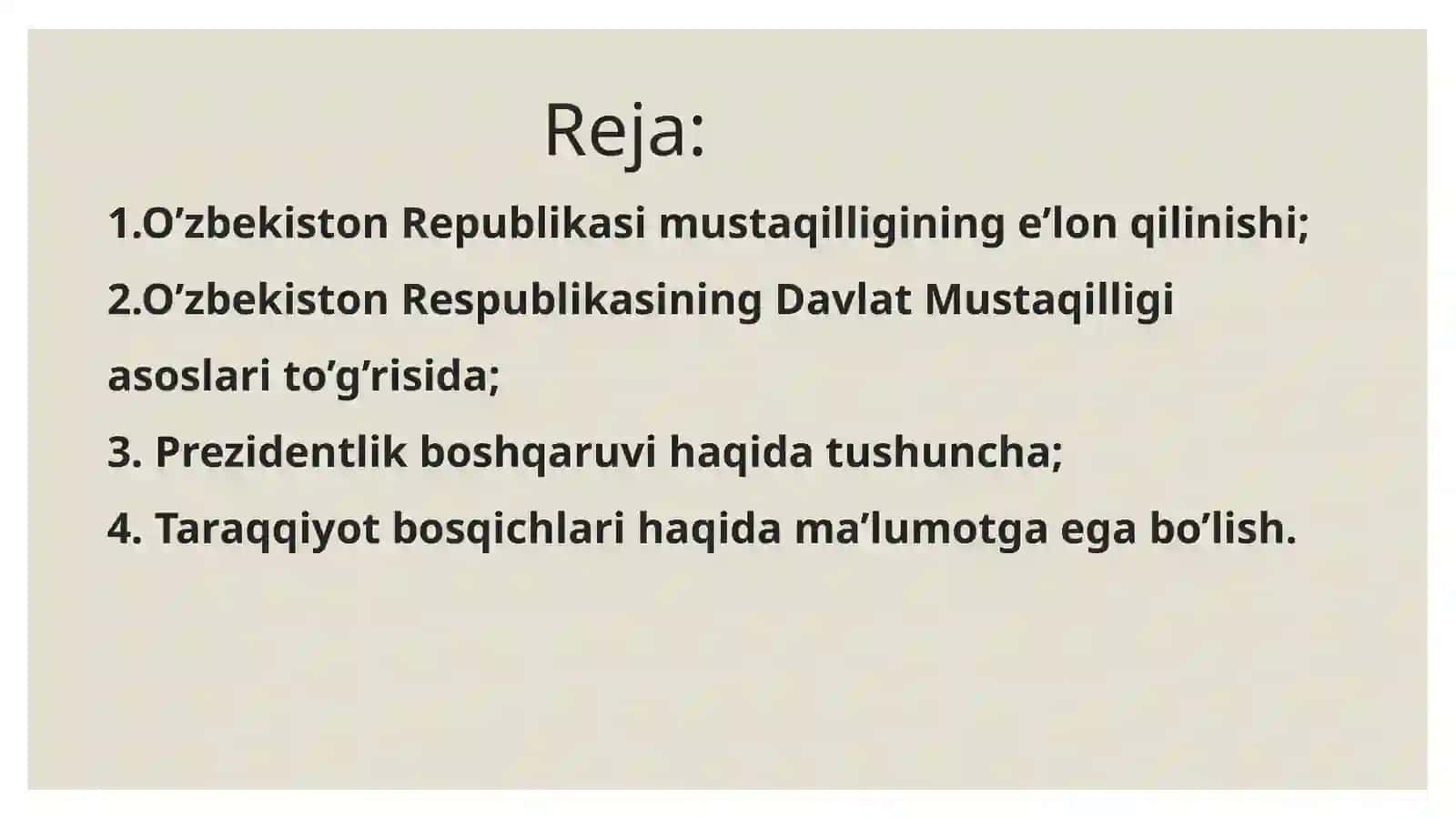 O’zbekiston Respublikasi mustaqilligining e’lon qilinishi 2