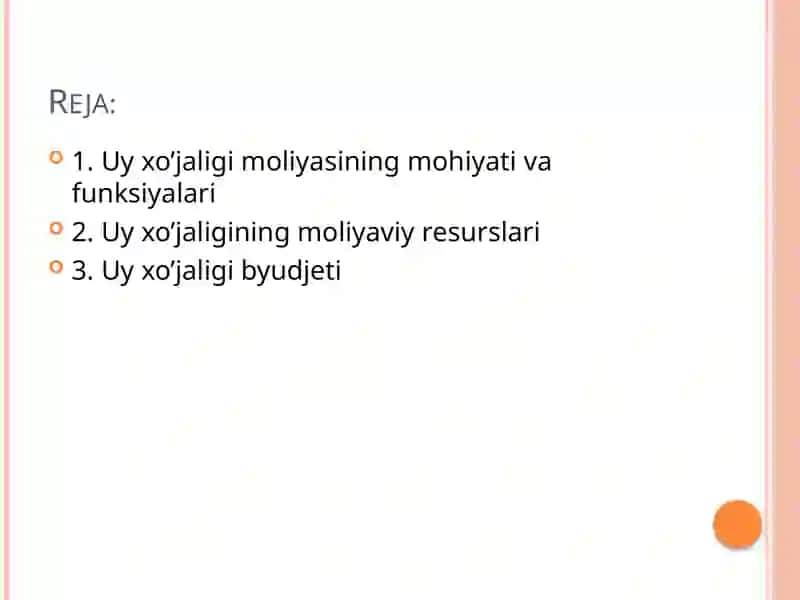 Uy xo’jaligi moliyasi 2