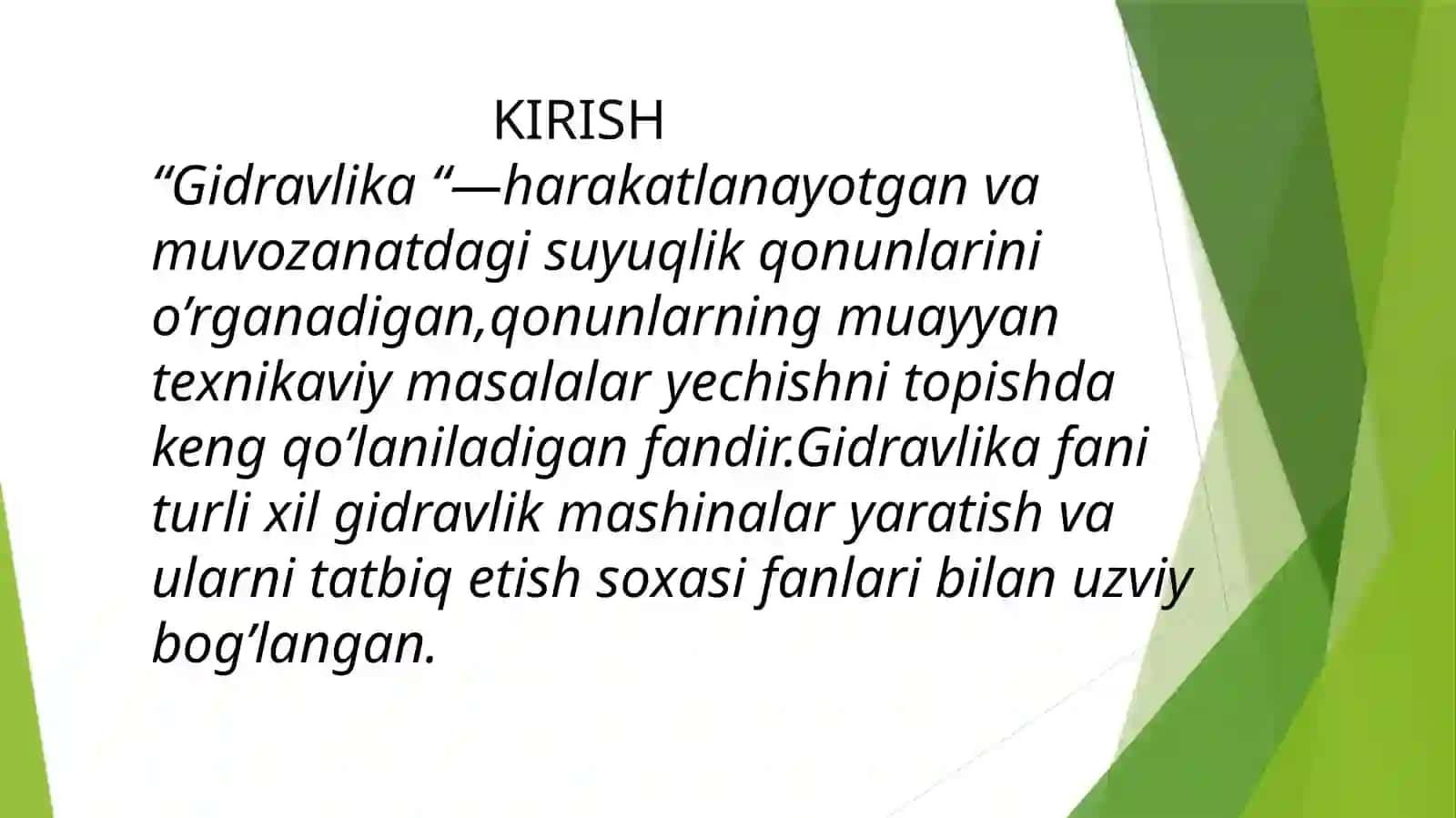 SUYUQLIKLARNING LAMINAR VA TURBULENT HARAKATI TARTIBI 2