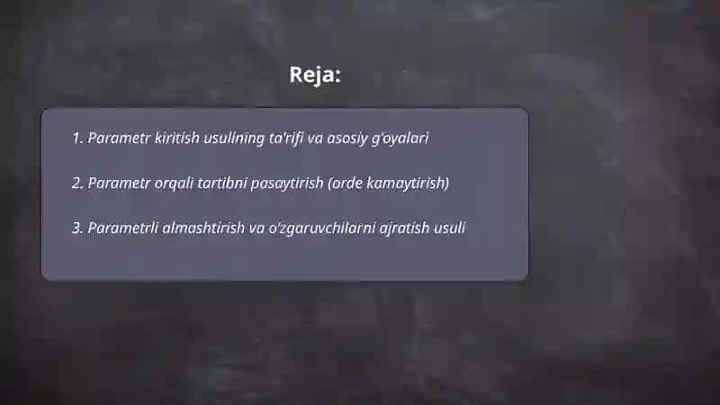 Parametr kiritish yo‘li bilan differensial tenglamalarni integrallash 2