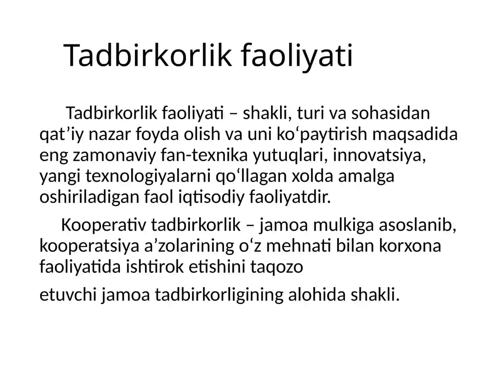 Tadbirkorlik faoliyati 2