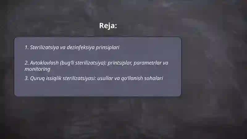 Tibbiyotda zamonaviy sterilizatsiya usullari 2
