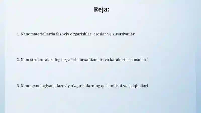 Nanotexnalogiya tarkibiy va fazaviyo‘zgarishlar 2