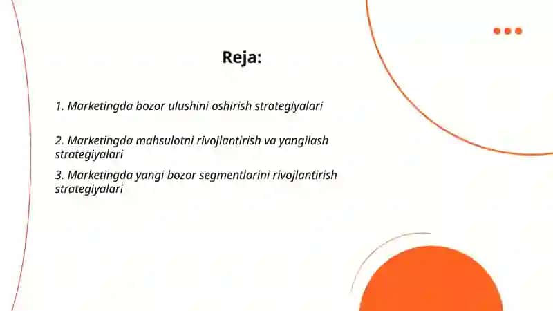 Marketingda o'sish strategiyasi 2