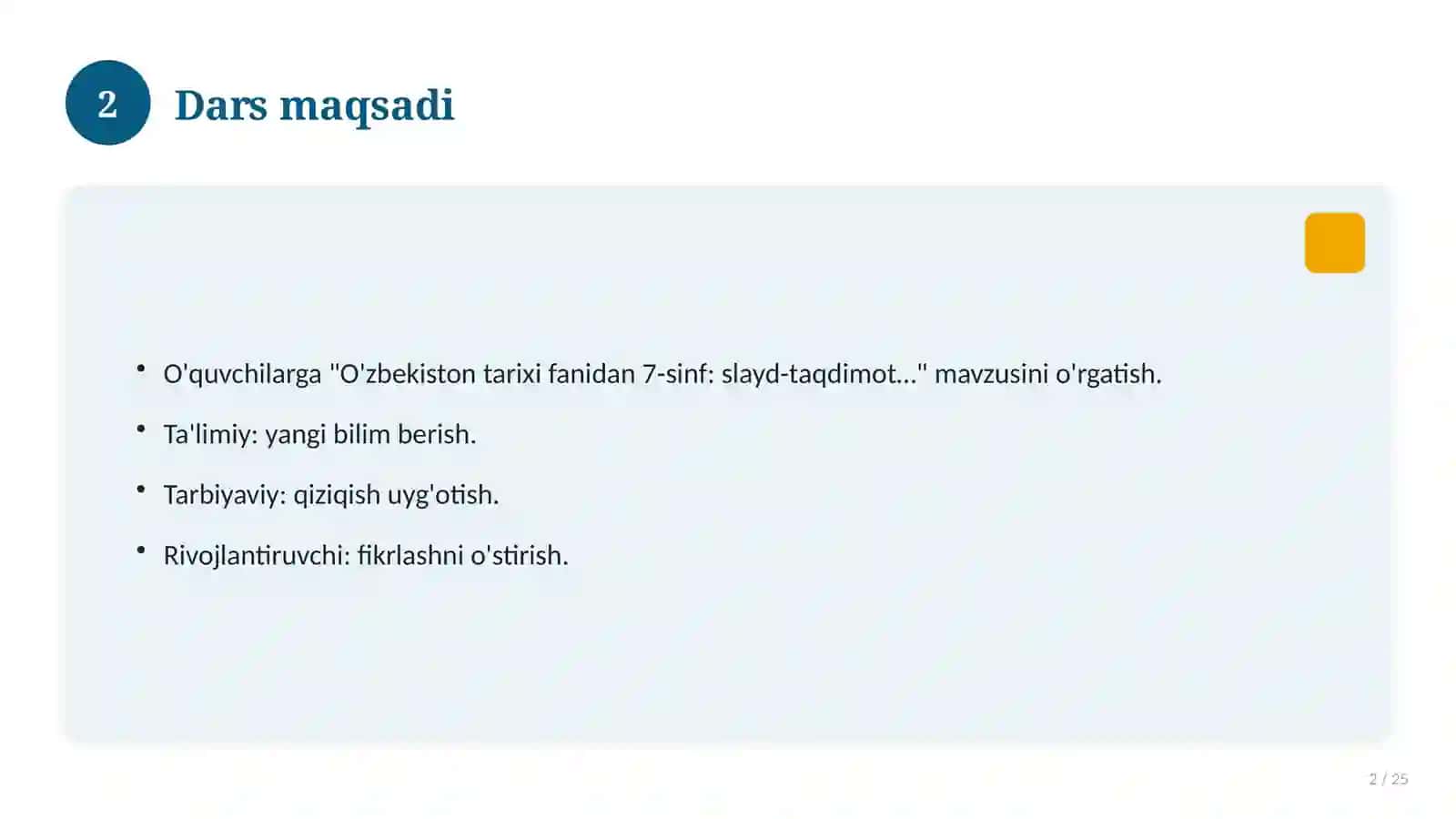 O'zbekiston tarixi fanidan 7-sinf: slayd-taqdimot (dars uchun) 2