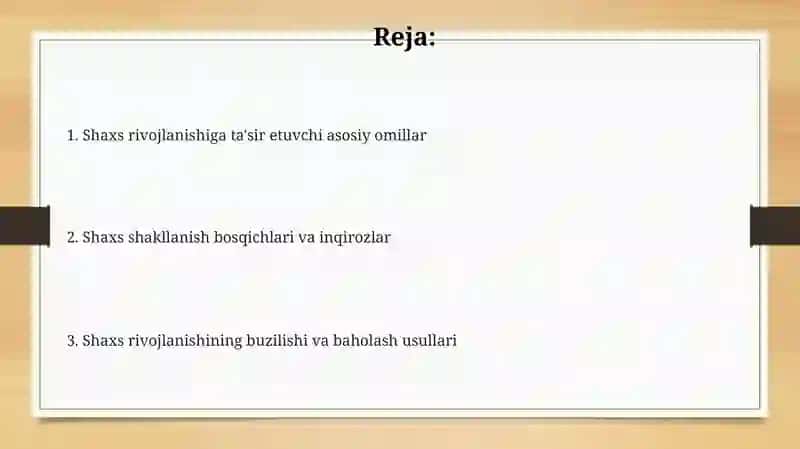 Shaxsining rivojlanishi qonuniyatlari 2