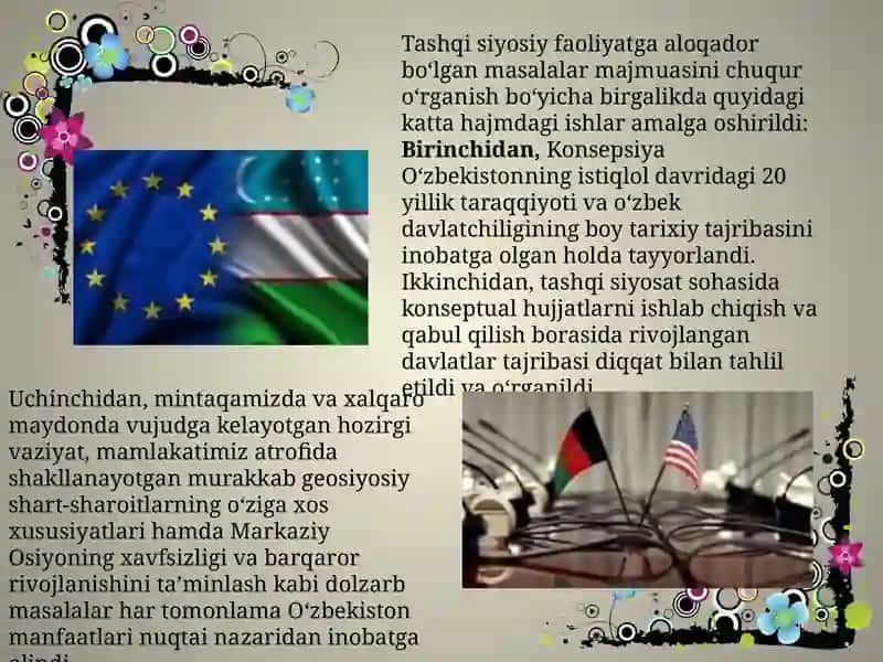 O‘zbekiston Respublikasining tashqi siyosiy faoliyati konsepsiyasi 2
