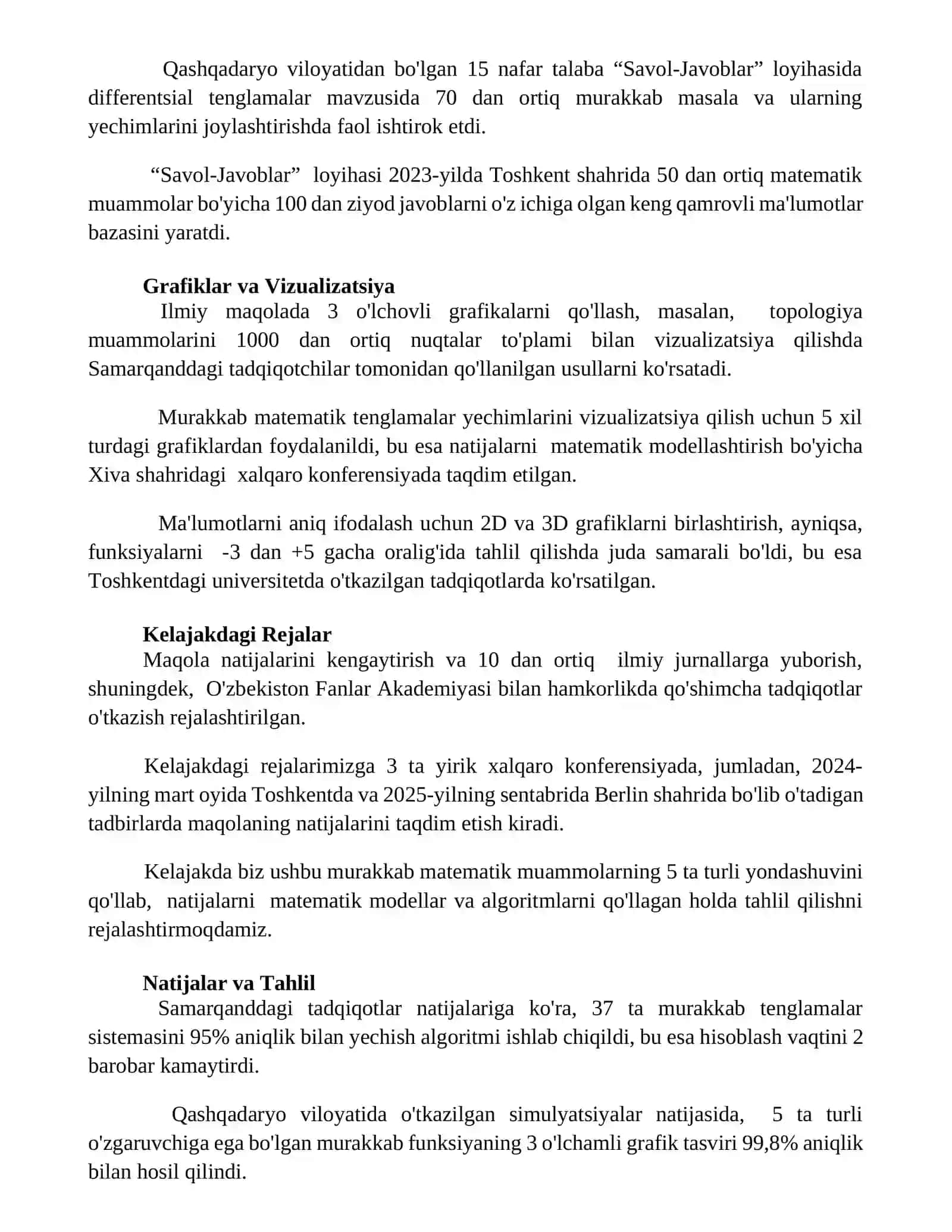 Matematik Muammolari Tadqiqoti 2