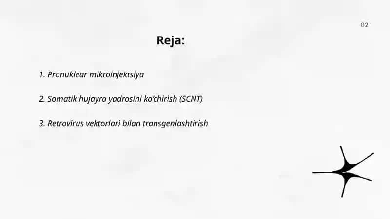 Transgen hayvonlar olish usullari 2