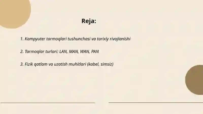 Kampyuter Tarmoqlari va turlari 2