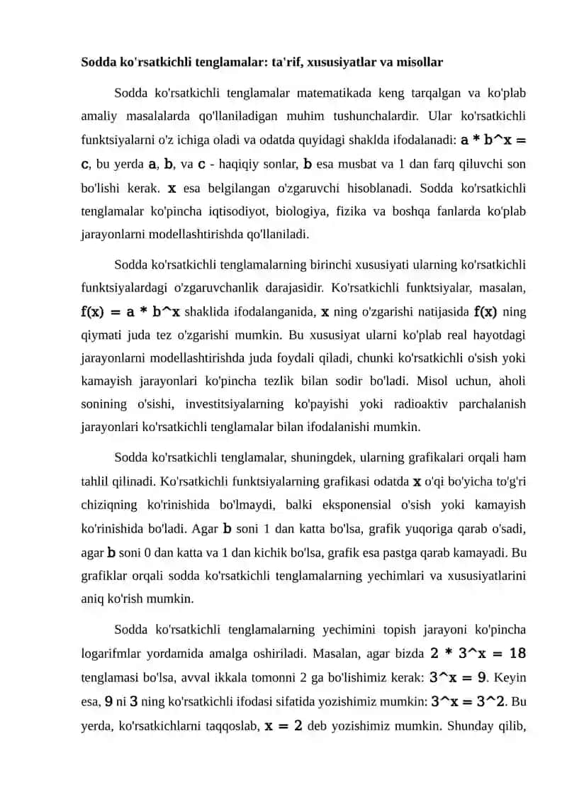 Sodda ko'rsatkichli tenglamalar va tengsizliklar 2