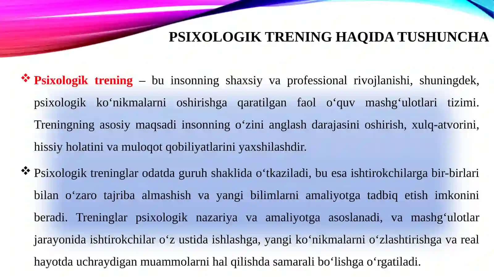 PSIXOLOGIK TRENING HAQIDA TUSHUNCHA 2