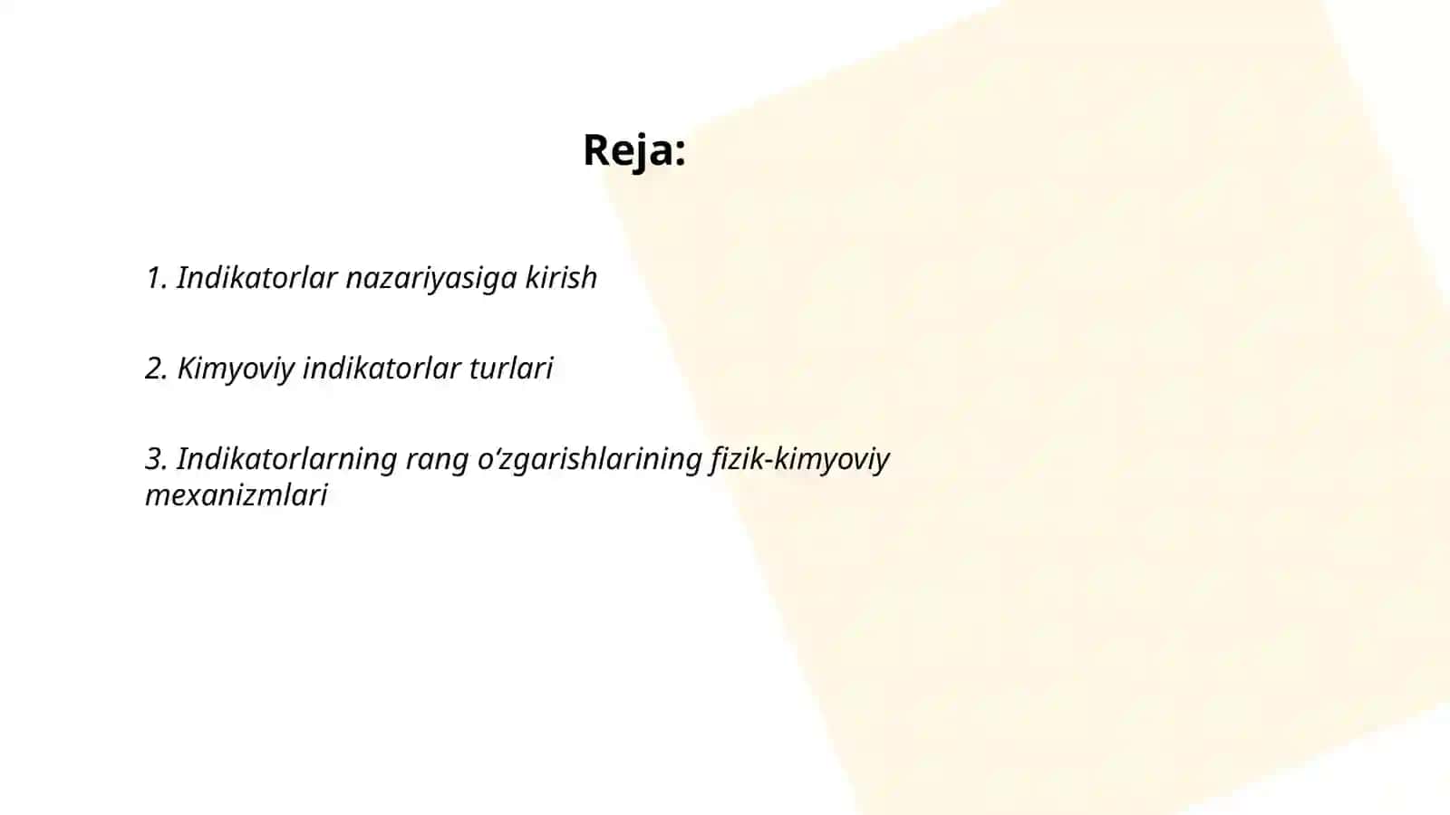 Indikatorlar nazariyasi 2