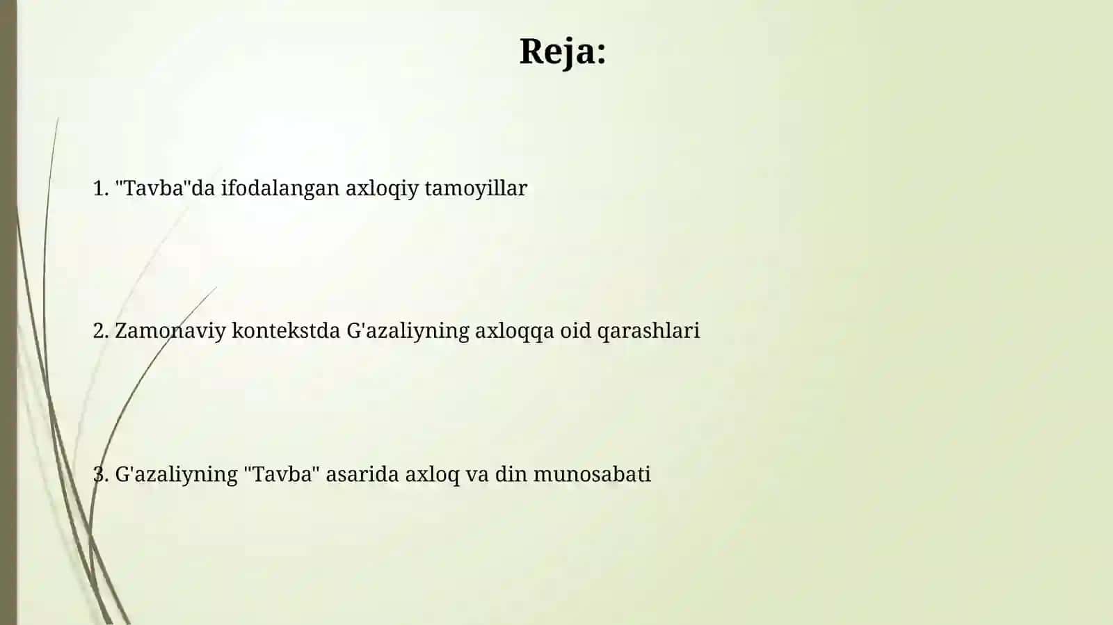Dinshunoslik fanidan mustaqil ish 2