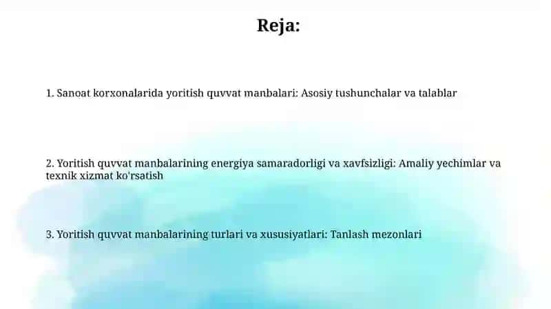 Sanoat korxonalarida yoritish elektr ta'minoti 2