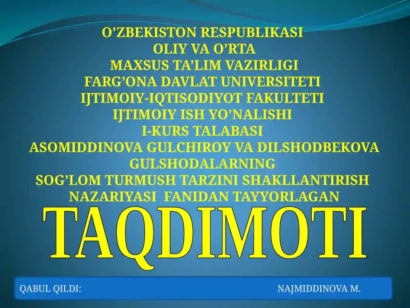 Sog’lom turmush tarzini shakllantirish 2