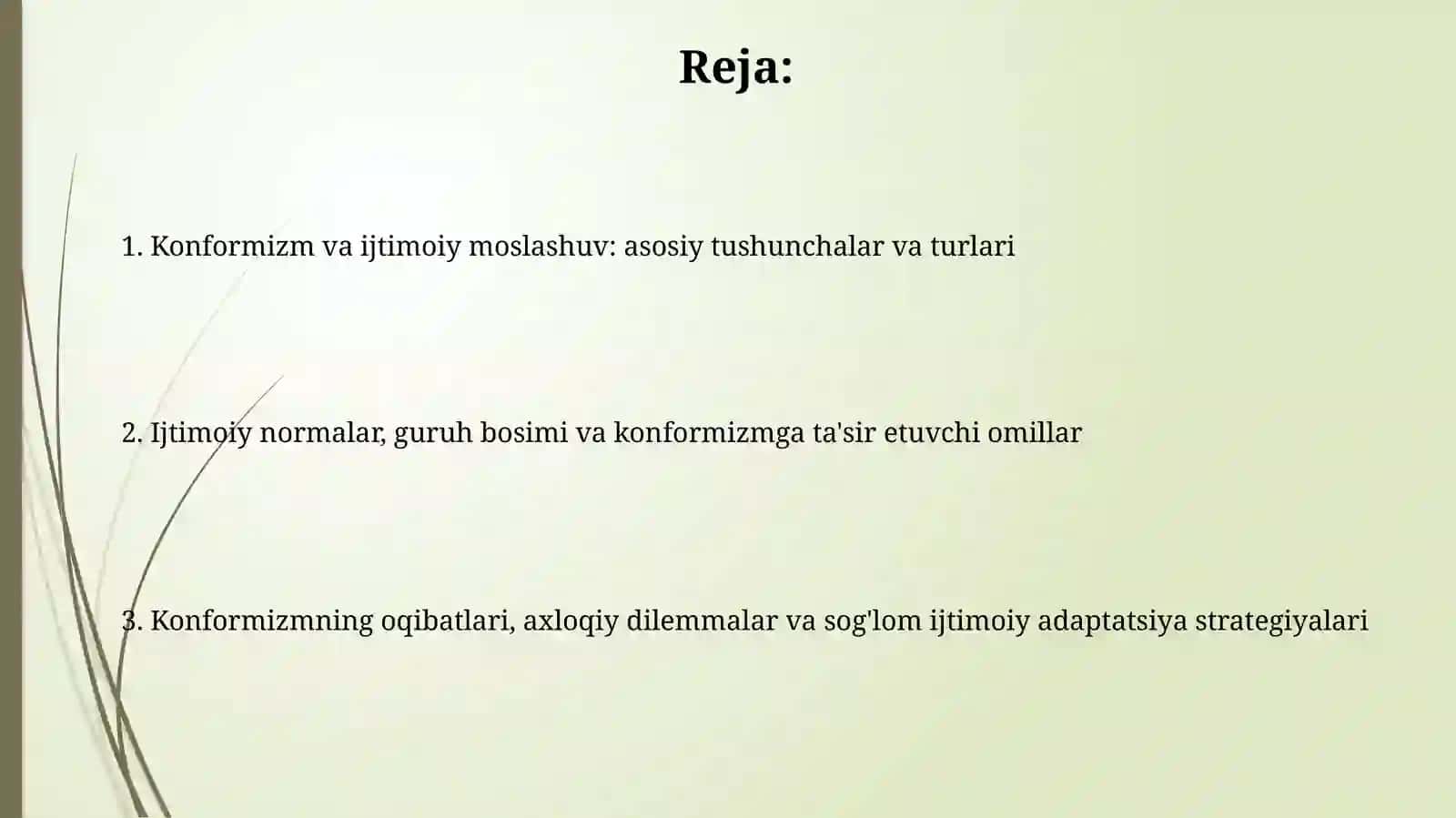 Konformizm va ijtimoiy moslashuv 2