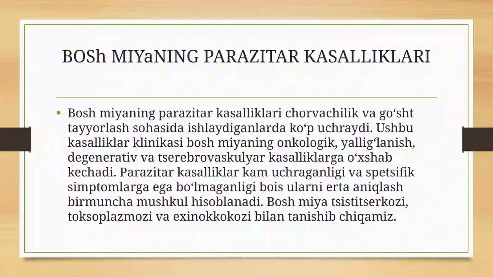 BOShMIYaNINGPARAZITAR KASALLIKLARI 2