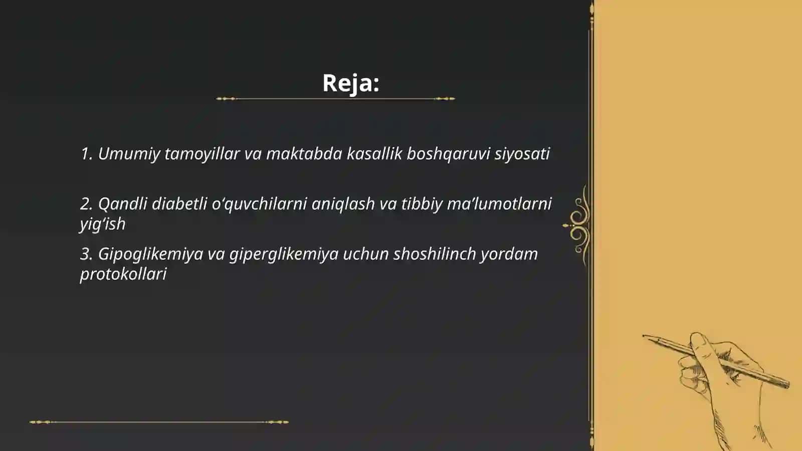 Ichki sekretsiya bezlari (qandli diabet), nafas olish aʼzolari (sil va bronxial astma) kasalliklari bilan ogʻrigan maktab oʻquvchilari bilan mashgʻulotlar oʻtkazish tamoyillari 2