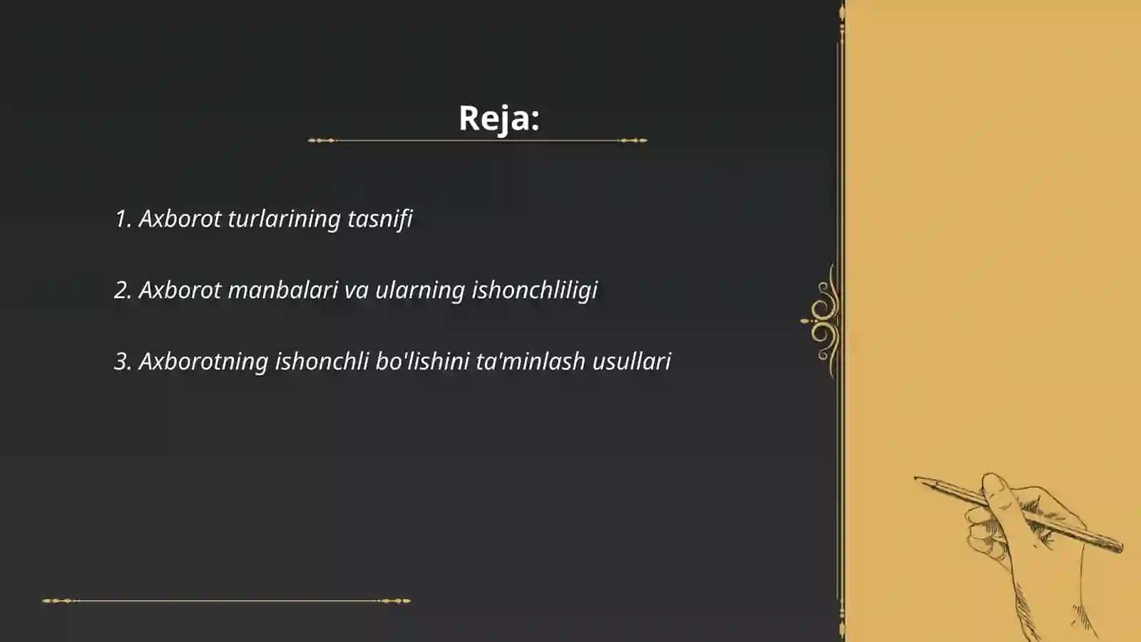 Axborot turlari va ishonchliligi 2