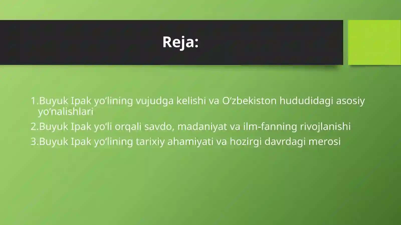 O'zbekiston hududidagi Buyuk Ipak yo'li va uning tarixiy ahamiyati. 2