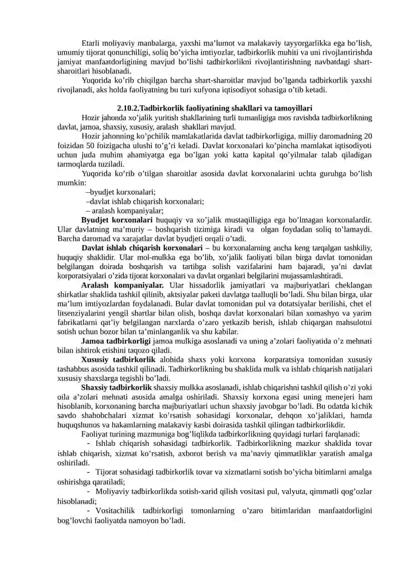 Tadbirkorlik Faoliyati 2