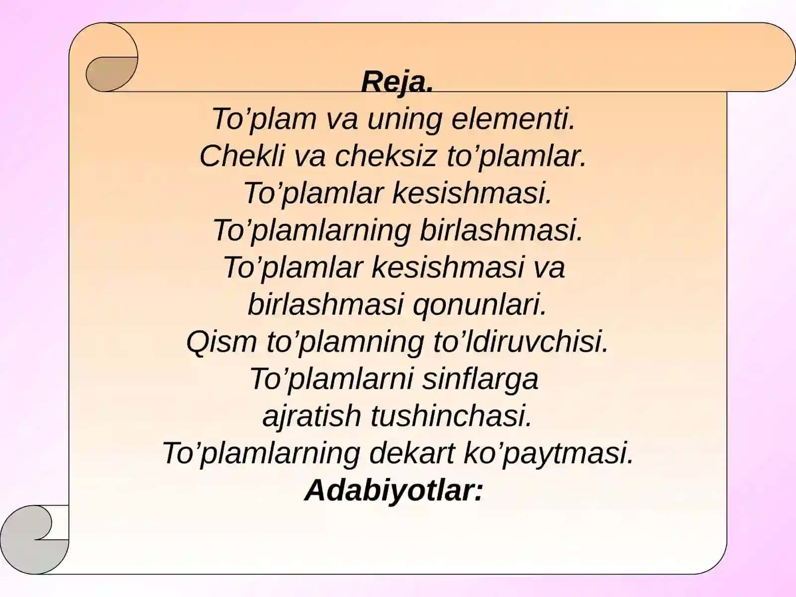 To’plamlarning dekart ko’paytmasi 2