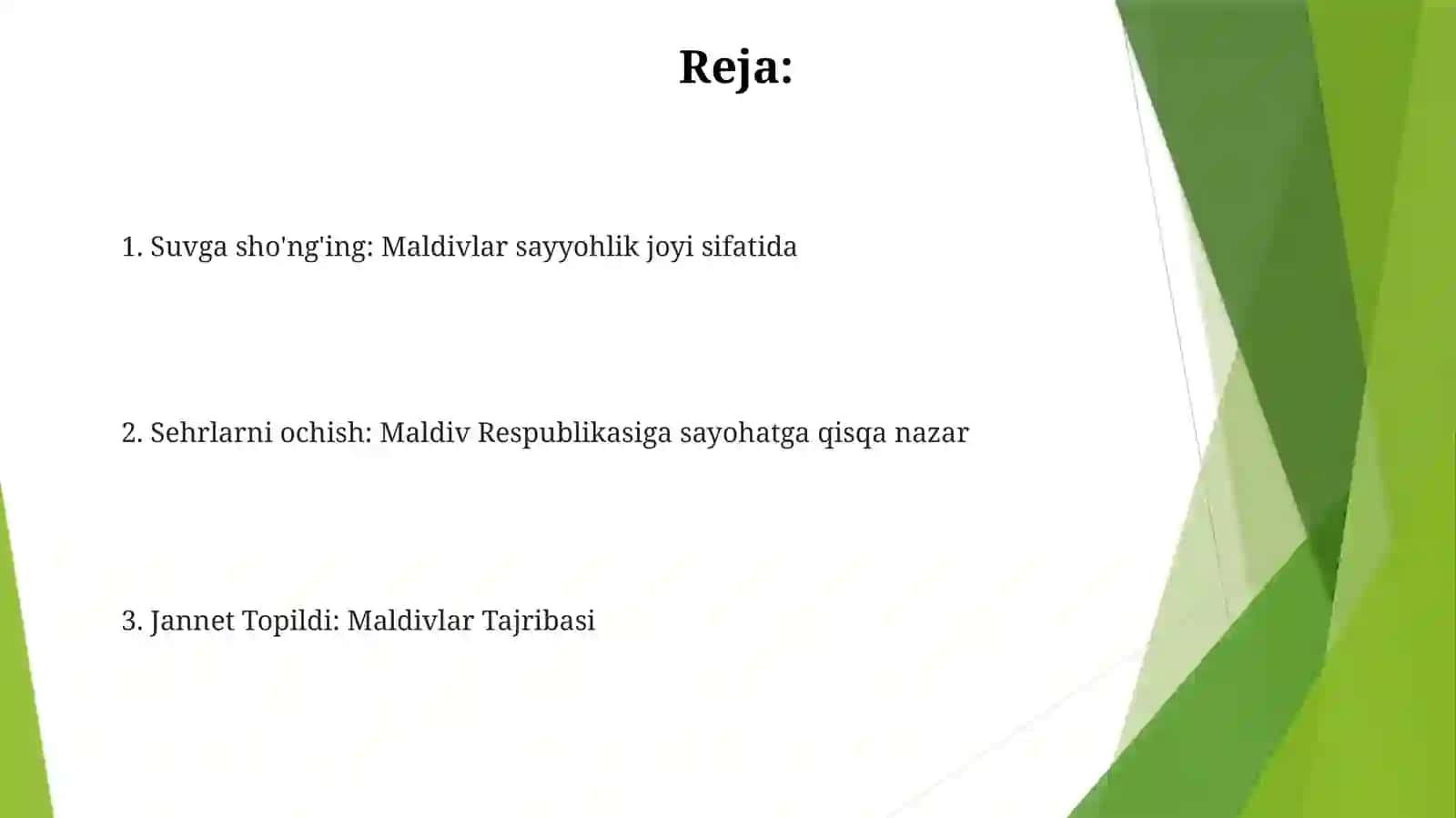 Maldiv orollari turizm reklamasi 2