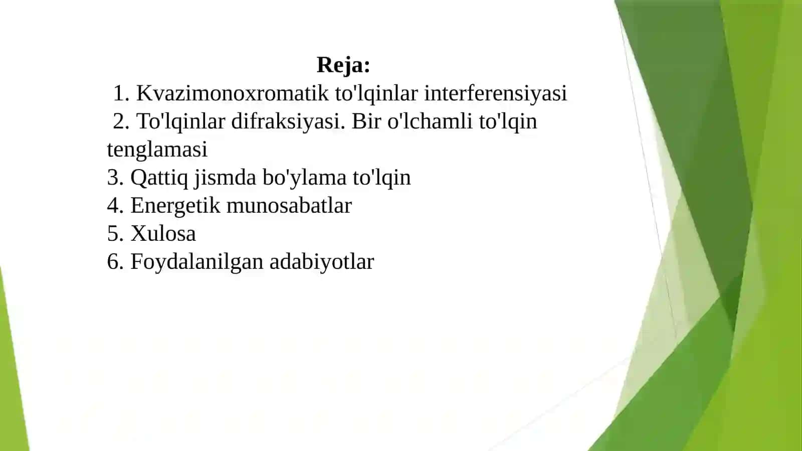 Kvazimonoxromatik to'lqinlar interferensiyasi 2