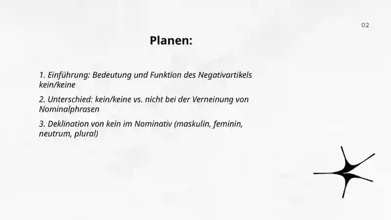 Grammatik: Deklination der Negativartikel kein | keine 2