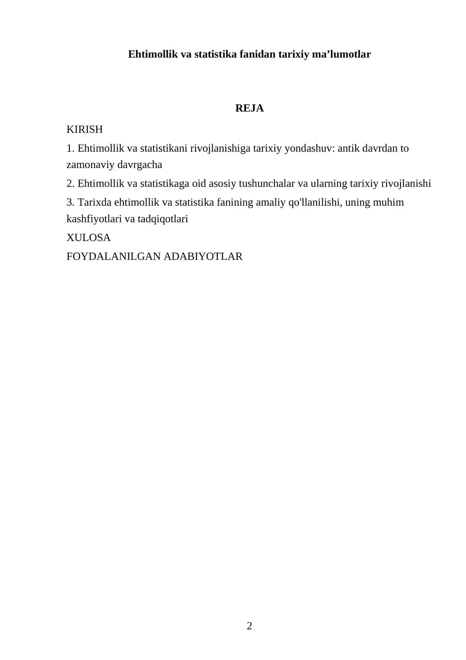 Ehtimollik va statistika fanidan tarixiy maʼlumotlar 2