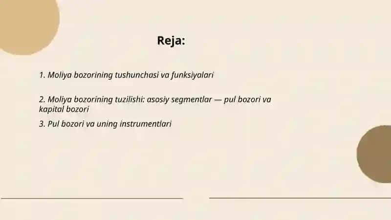 Moliya bozori va uning tuzilishi 2