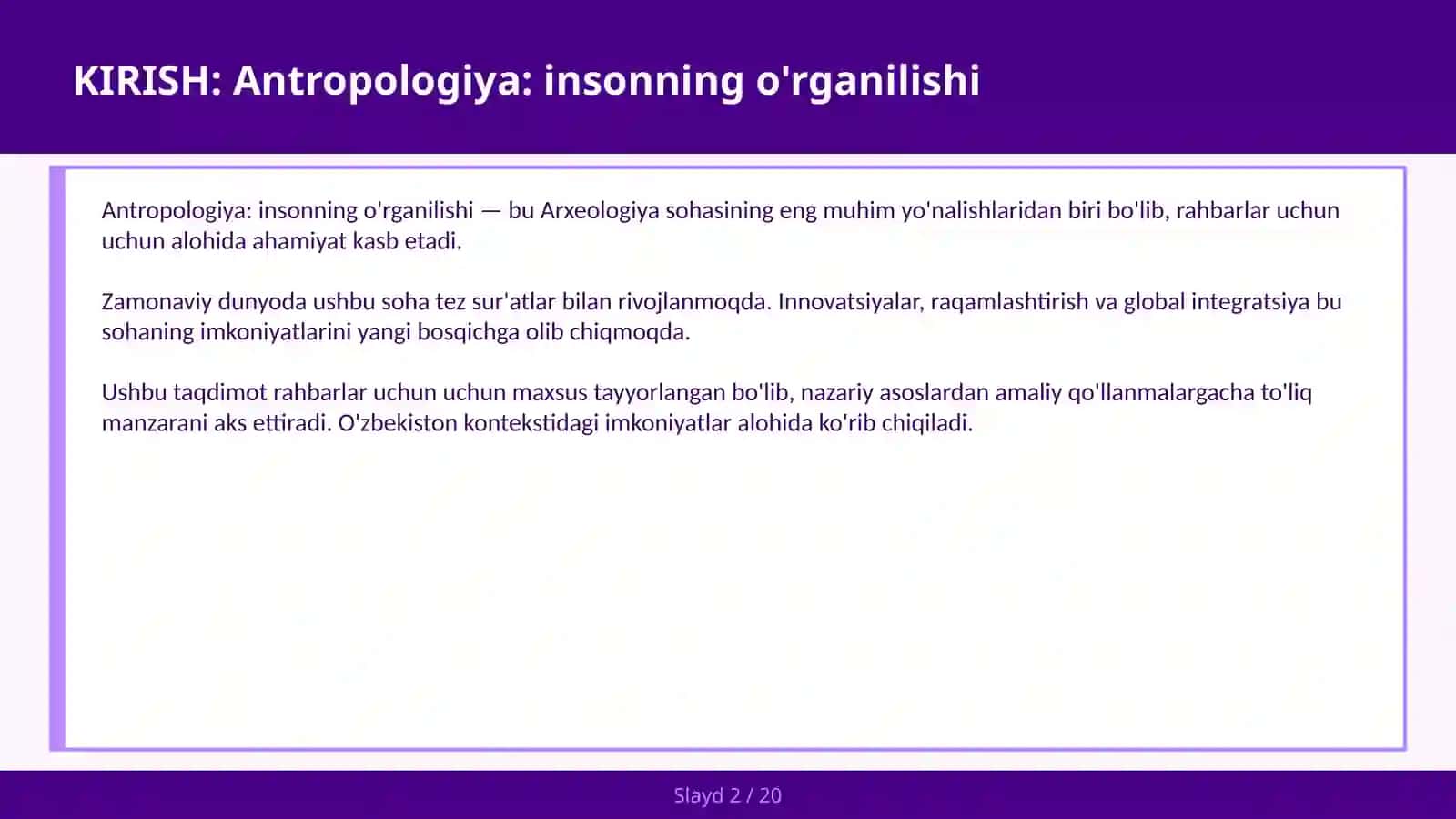 Antropologiya: insonning o'rganilishi 2