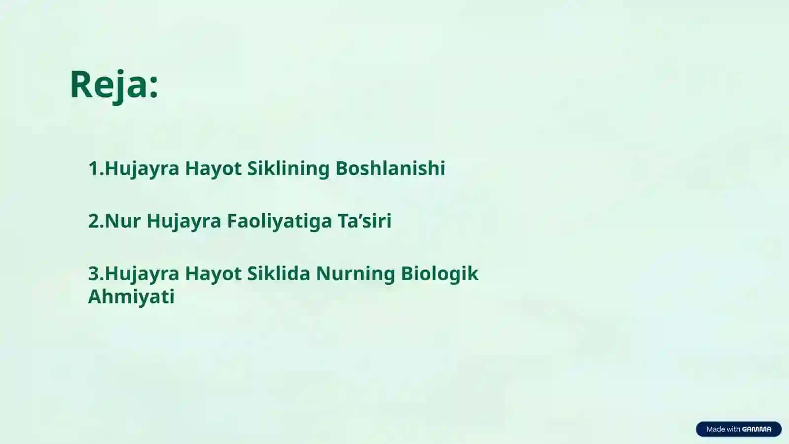 Hujayraning Hayot Sikli va Nurningta'siri 2