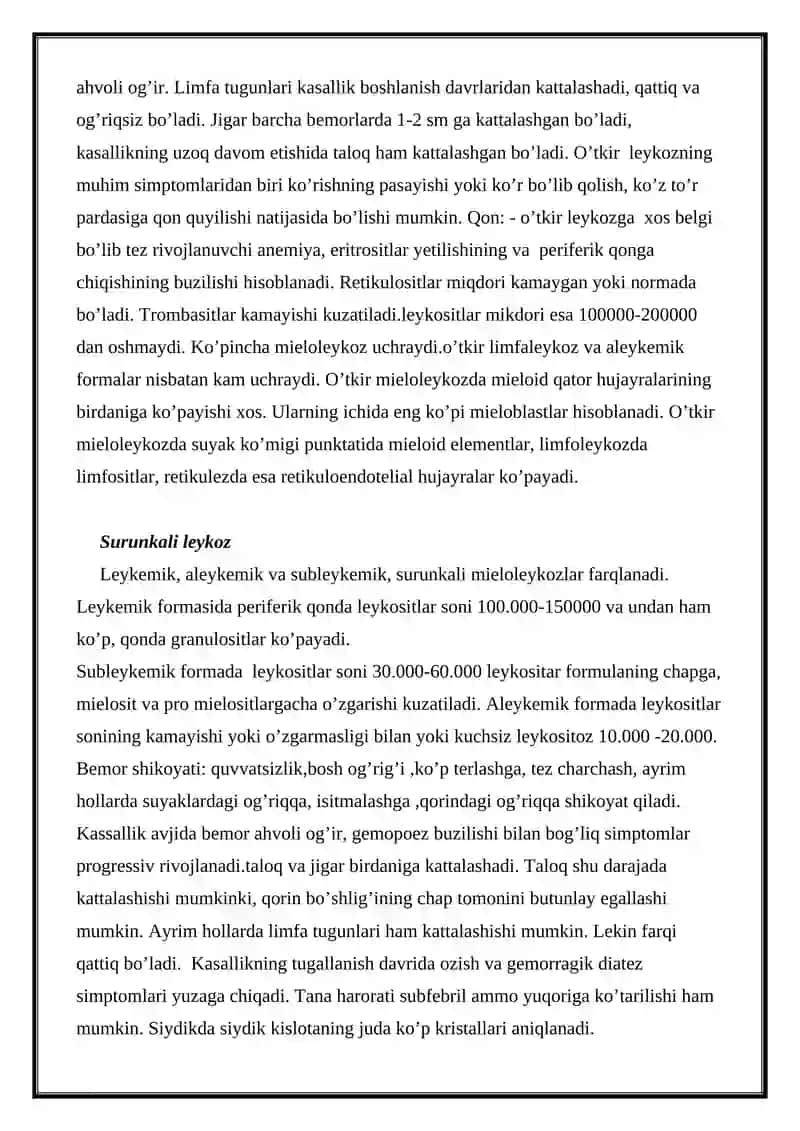 Limfadenotopiya va Leykoz 2