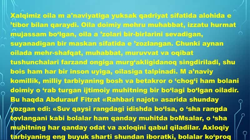 Xalq pedagogikasida oila tarbiyasining aks etishi 2