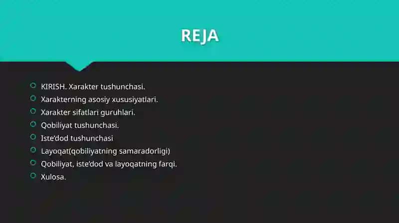 XARAKTER VA UNING XUSUSIYATLARI 2