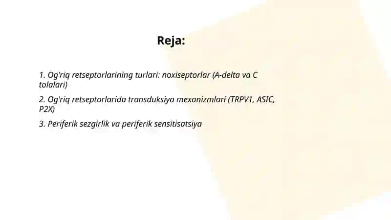Ogriq riseptorlari. Visseroreseptorlar. Proprioriseptorlar 2