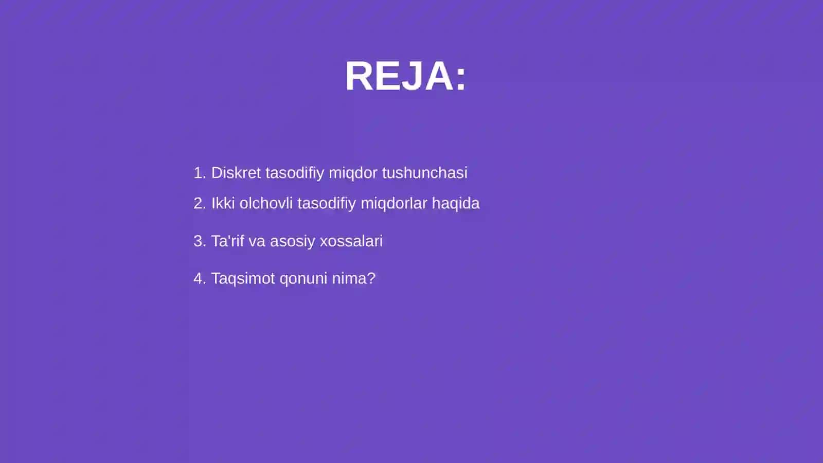 Ikki olchovli diskret tasodifiy miqdor va uning taqsimot qonuni 2
