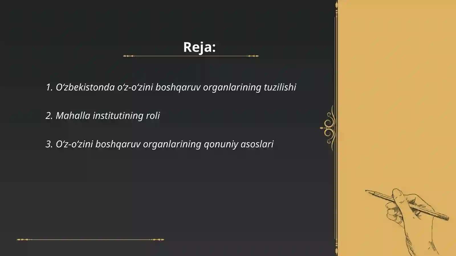 Oʻzbekistonda oʻz-oʻzini boshqaruv organlarining faoliyati va ularning jamiyatni demokratlashtirishdagi oʻrni 2