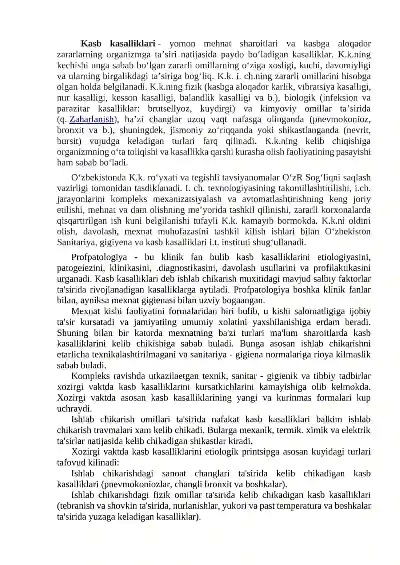 Kasb kasalliklari klassifikatsiyasi 2