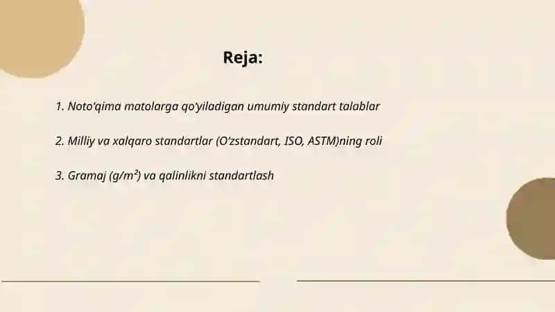 Notoʻqima matolar sifatini belgilovchi standartlar 2