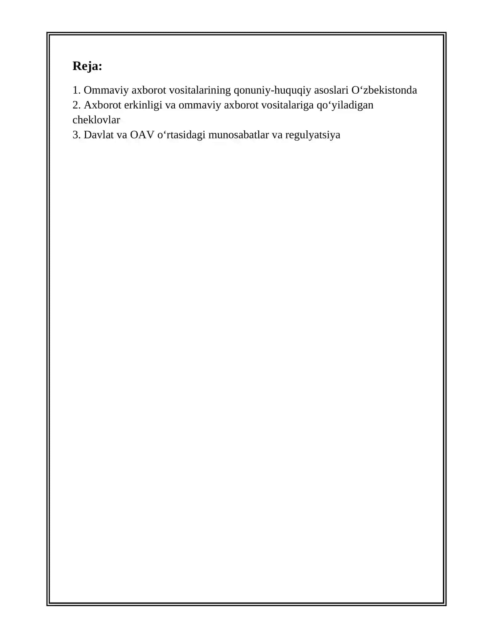 Ommaviy axborot vositalarining faoliyati 2